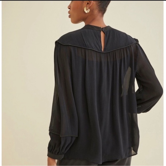 NWT Amour Vert Sheer Black Blouse - Picture 3 of 8